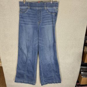 Spanx Jeans Womens 1X Tall‎ Seamed Front Wide Leg Vintage Indigo Pull On